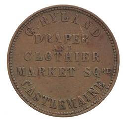 Token - 1 Penny, G. Ryland, Draper & Clothier, Castlemaine, Victoria, Australia, 1862