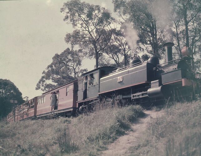 Colour transparency of a steam train.