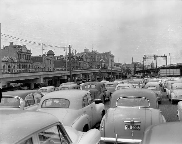 Royal Automobile Club of Victoria, Kings Street Flyover, Melbourne, 07 Dec 1959