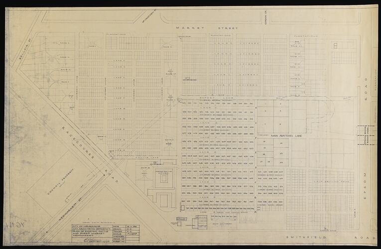 Plan - Existing Cattle & Sheep Market, Newmarket Saleyards, Newmarket, 16 Nov 1961