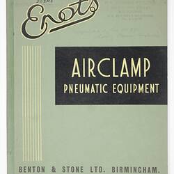 Product Catalogue - Benton & Stone Ltd, 'Enots' Airclamp Pneumatic Equipment, Birmingham, England, circa 1956