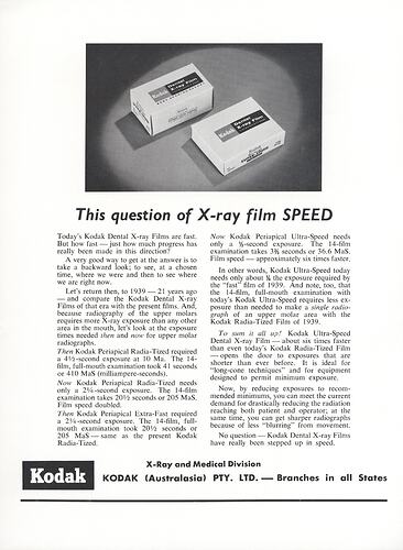 Printed text with illustration of x-ray film boxes.