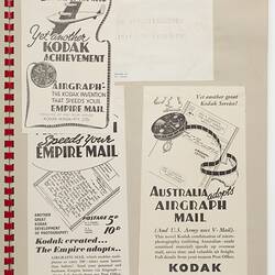 Scrapbook Page - Kodak (Australasia) Pty Ltd, Advertising Clippings, 'Wartime Advertisements from 1940-1945', Abbotsford, circa 1940s