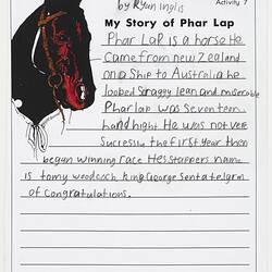 Letter - My Story of Phar Lap, Ryan Inglis, 1999 (Page 1 of 2)
