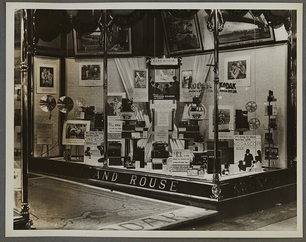 Shopfront display for Cine-Kodak home movie cameras.