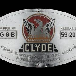 Locomotive Builders Plate - Clyde Engineering Co. Ltd., Granville Works, New South Wales, 1959