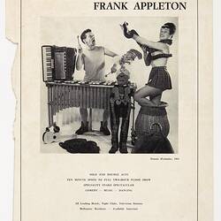 Magazine Advertisement - Bernice Kopple and Frank Appleton, 'Showcast', No.3 Autumn, 1964, Page 74