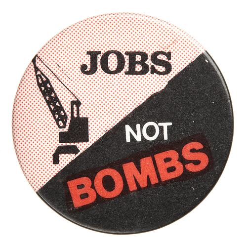 Badge Jobs not Bombs, Australia, pre 1986