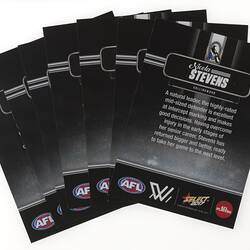 Group of swap cards with white text on black background.
