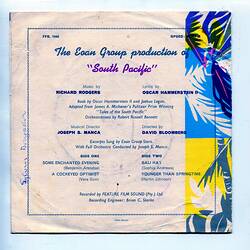 Record Cover - 'South Pacific', Eoan Group, Cape Town, South Africa, 1968