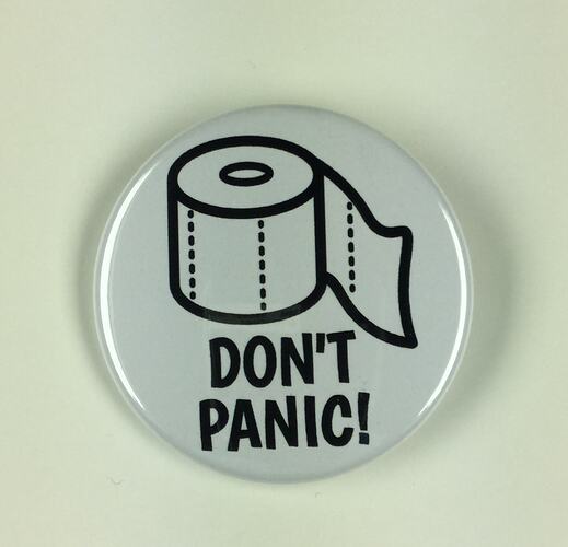 Badge - DON'T PANIC!, Button Brat, 2020