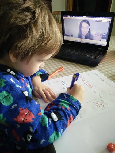 Child Doing Remote Schooling on Laptop, May 2020