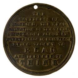 Medal - Coles Book Arcade Federation of the World, Reading & Thinking, c. 1885 AD