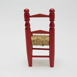 Miniature Chair - Mirka Mora, Wooden With Woven Seat, Red, circa 1960s