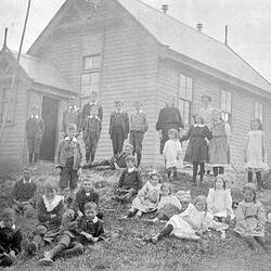 Negative - Class & Teacher in Front of State School, Victoria, circa 1910