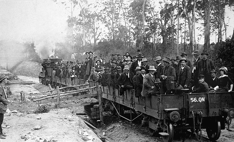Riding in good trucks, Orbost district, circa 1914.