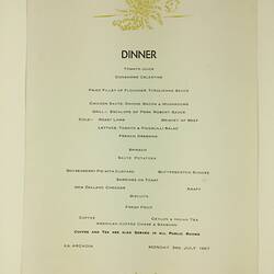 Menu - Dinner, SS Arcadia, 3 Jul 1967