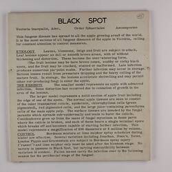 Exhibition Label - Black Spot, Industrial & Technological Museum, Melbourne, circa 1940