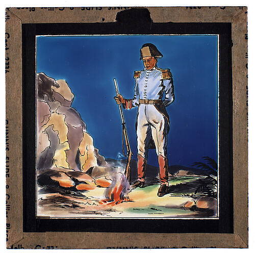 Lantern Slide - Universal Opportunity League, Soldier with Rifle