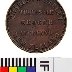 Token - 1 Penny, Charles C. Barley, Auckland, New Zealand, 1858
