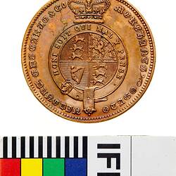 Token - 1 Penny, E. De Carle & Co, Merchants, Dunedin, Otago, New Zealand, 1862