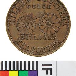 Token - 1 Penny, Miller Brothers, Coach Builders, Melbourne, Victoria, Australia, 1862