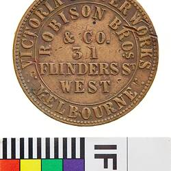 Token - 1 Penny, Robison Bros.& Co, Victoria Copper Works, Melbourne, Victoria, Australia, 1862