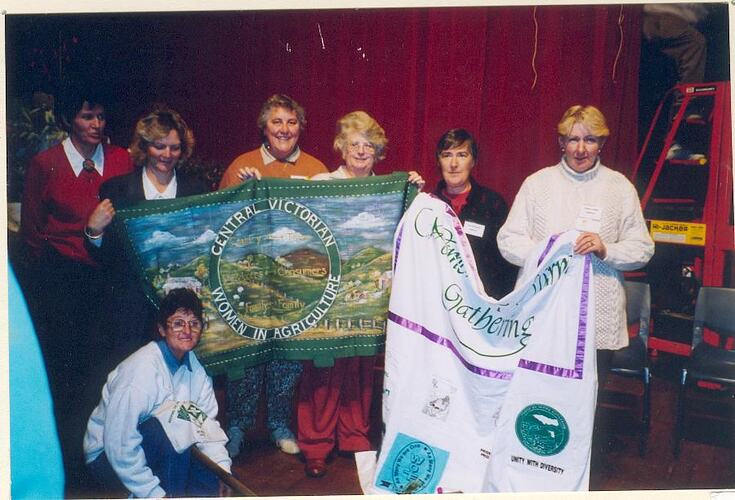Women Holding the Banner of the 1996 Ararat Women on Farms Gathering