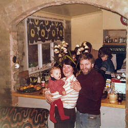 Digital Photograph -  Family Celebrating Girl's First Birthday in Kitchen, Fitzroy, 1978