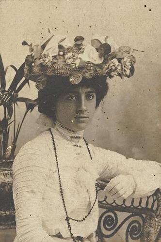 Digital Photograph - Girl in 'Flora Dora' Style Hat, Melbourne circa 1900