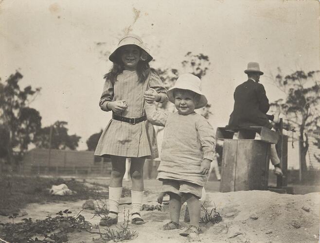 Digital Photograph - Boy & Girl Holding Hands, Won Wron, circa 1912