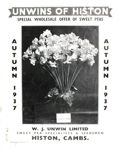 Catalogue - Unwins of Histon Wholesale Catalogue of Sweet Peas, Autumn 1937
