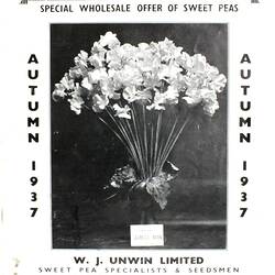 Catalogue - Unwins of Histon Wholesale Catalogue of Sweet Peas, W.J. Unwin, Autumn 1937