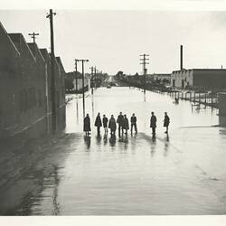 Photograph - H.V McKay Massey Harris, Factory Flood Damage Down Anderson Road, Sunshine, Victoria, 1946