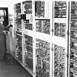 Photograph - CSIRAC Computer, Trevor Pearcey, Sydney, 5 Nov 1952