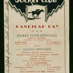 Racing Programme - Agua Caliente Jockey Club, Winter Race Meeting, 20 Mar 1932