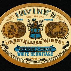 Wine Label - Great Western Winery, White Hermitage, 'Melbonia-White', 1905-1918
