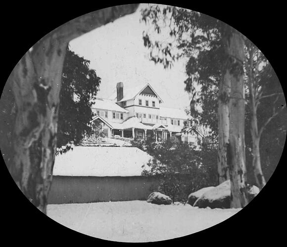 Lantern Slide - The Chalet, Mt Buffalo, Victoria, 1940. [BA 1994]