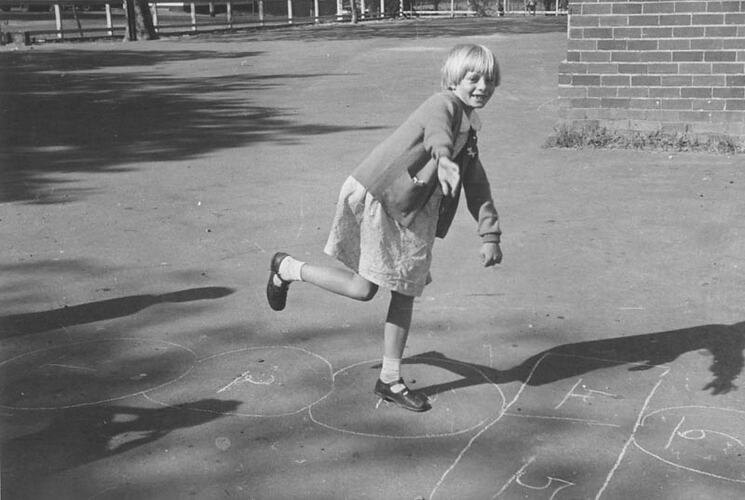 Photograph - Girl Playing Hopscotch, Dorothy Howard Tour, 1954-1955