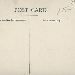 Postcard - South East Facade, Exhibition Building, JW Lindt, Melbourne, circa 1905 (Reverse)