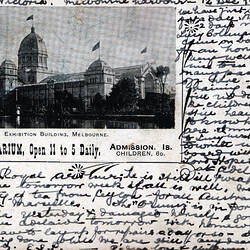 Postcard - Southern Facade & Aquarium, Exhibition Building, Melbourne, 1900