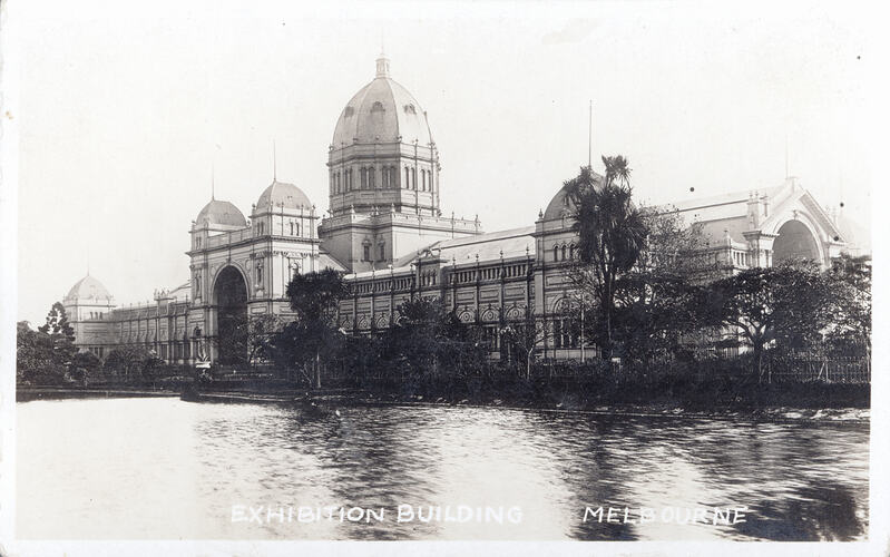 Postcard - Southern Facade, Exhibition Building, Melbourne, circa 1910
