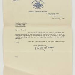 Letter - W Maloney to Robert Salter, 16 Jan 1940