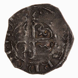 Coin, off-round, at the centre, somewhat poorly struck up because of the erasure on the obverse die.