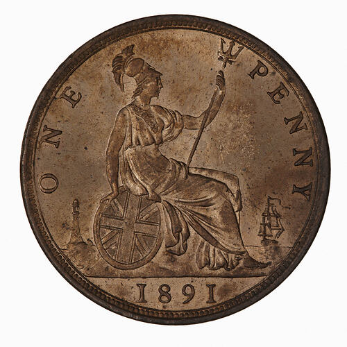 Coin - Penny, Queen Victoria, Great Britain, 1891 (Reverse)