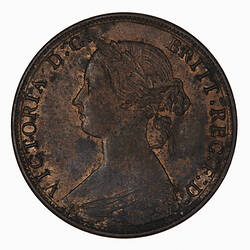 Coin - Halfpenny, Queen Victoria, Great Britain, 1870 (Obverse)