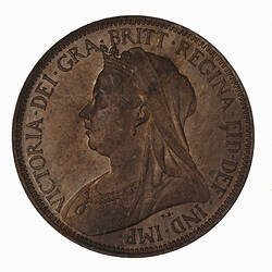 Coin - Halfpenny, Queen Victoria, Great Britain, 1899 (Obverse)