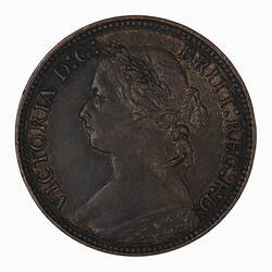 Coin - Farthing, Queen Victoria, Great Britain, 1876 (Obverse)