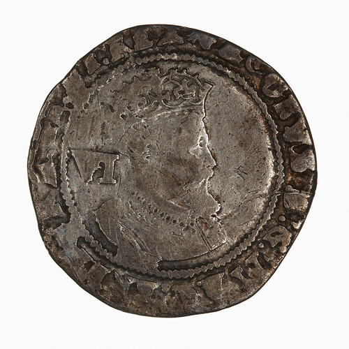 Coin - Sixpence, James I, Great Britain, 1606-1607 (Obverse)