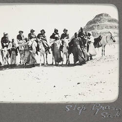 Digital Image - World War I, Group Portrait on Mules, Step Pyramid, Sakkara, Egypt, 1915-1917